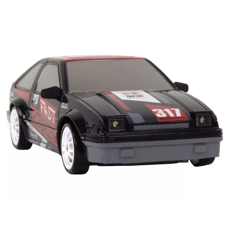 LEAN TOYS Coche deportivo teledirigido R/C 1:24 Negro, ruedas intercambiables