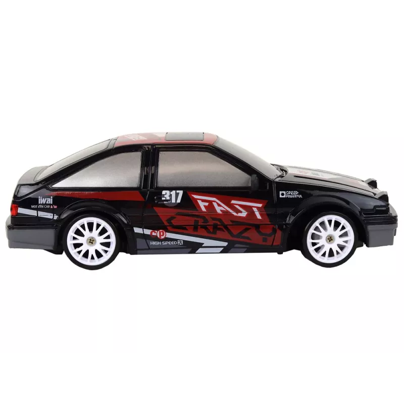 LEAN TOYS Coche deportivo teledirigido R/C 1:24 Negro, ruedas intercambiables