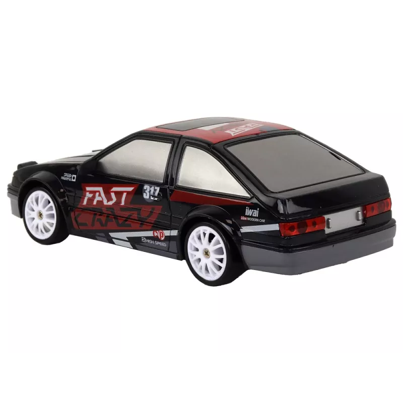 LEAN TOYS Coche deportivo teledirigido R/C 1:24 Negro, ruedas intercambiables