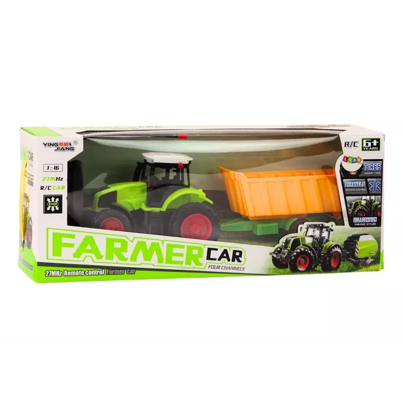 LEAN TOYS Tractor teledirigido con remolque RC 1:16 Verde