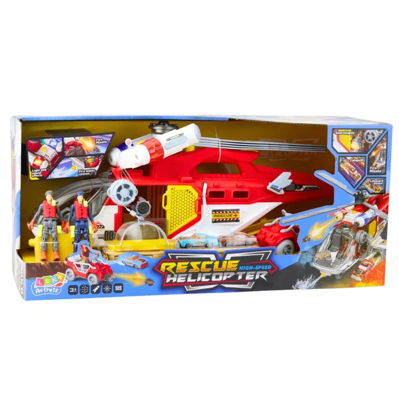 LEAN TOYS Helicóptero de rescate Accesorio multifunción con efectos de luz y sonido