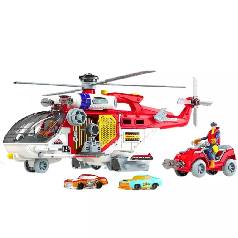 LEAN TOYS Helicóptero de rescate Accesorio multifunción con efectos de luz y sonido