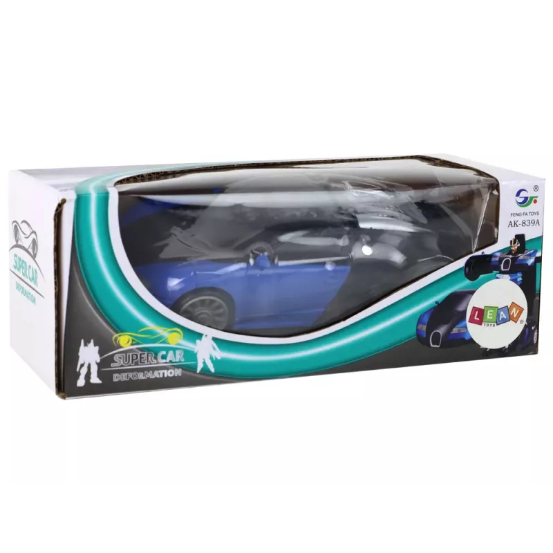 LEAN TOYS Coche robot 2 en 1 Bugatti Azul Efectos de luz