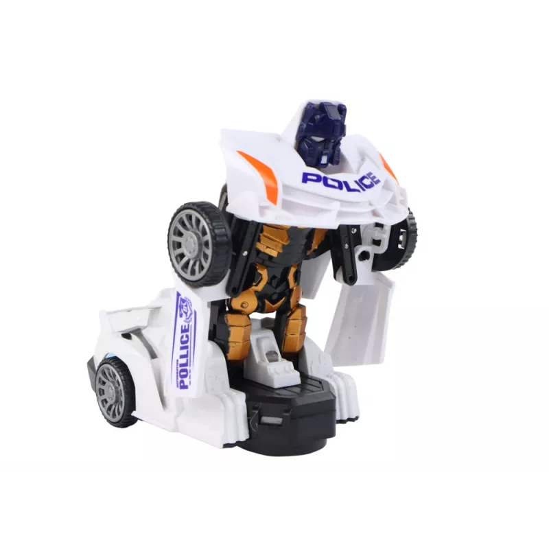 LEAN TOYS Coche robot Policía Blanco Transformación 2 en 1