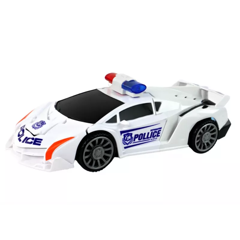LEAN TOYS Coche robot Policía Blanco Transformación 2 en 1