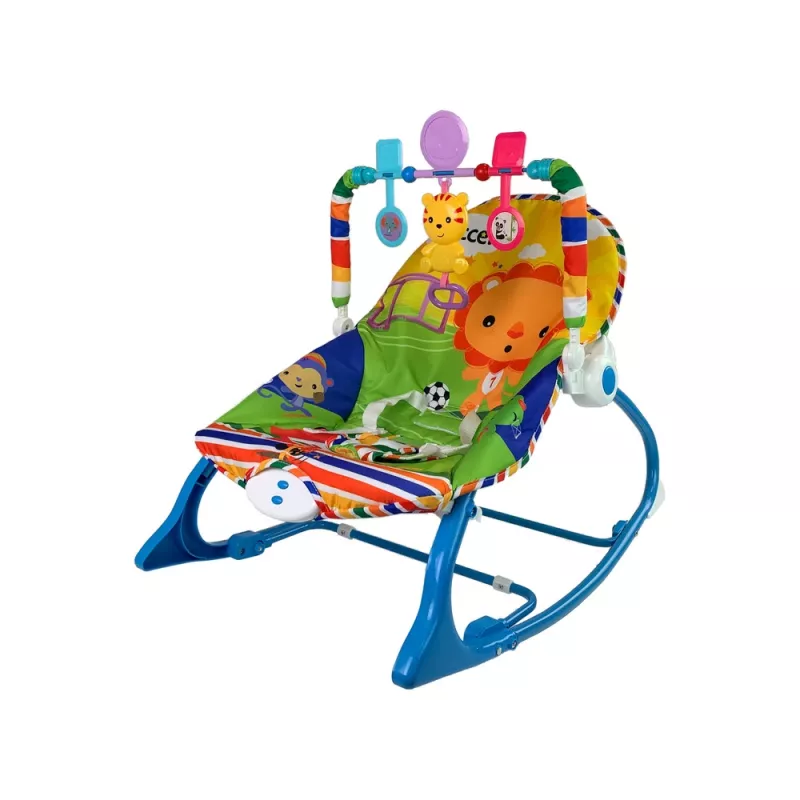 LEAN TOYS Mecedora 2 en 1 azul tigre con sonidos y vibración