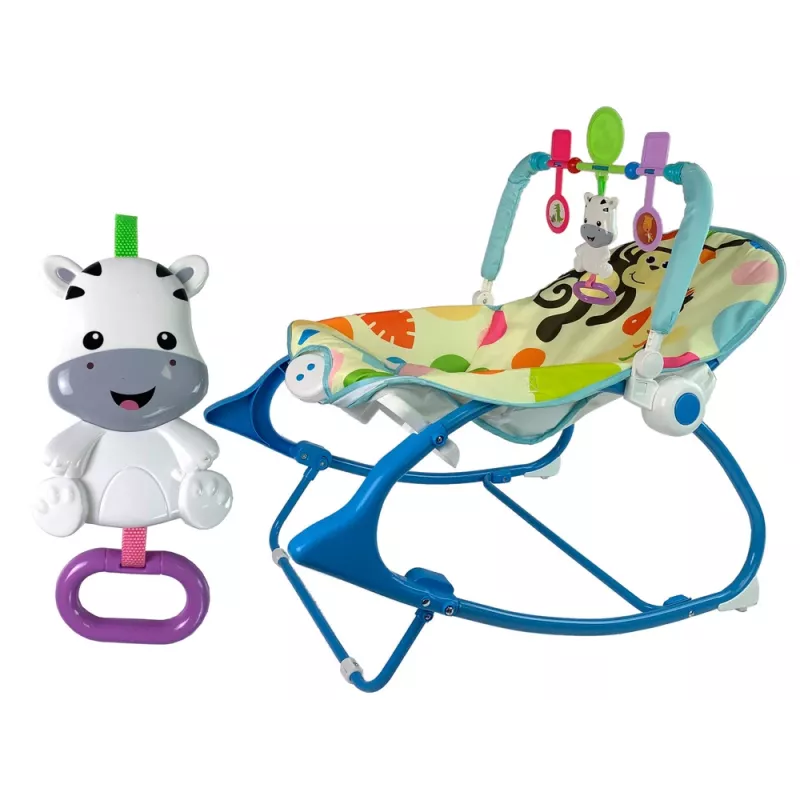 LEAN TOYS Mecedora 2 en 1 azul cebra con sonidos y vibración