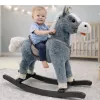 LEAN TOYS Caballo balancín con silla, reposapiés, sonidos, gris, 74 cm