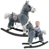 LEAN TOYS Caballo balancín con silla, reposapiés, sonidos, gris, 74 cm