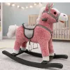 LEAN TOYS Caballo balancín con silla, reposapiés, sonidos, rosa, 74 cm