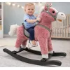 LEAN TOYS Caballo balancín con silla, reposapiés, sonidos, rosa, 74 cm