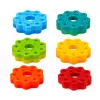 LEAN TOYS Torre piramidal giratoria clasificador rompecabezas arcoíris 36 cm 6 piezas