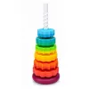 LEAN TOYS Torre piramidal giratoria clasificador rompecabezas arcoíris 36 cm 6 piezas