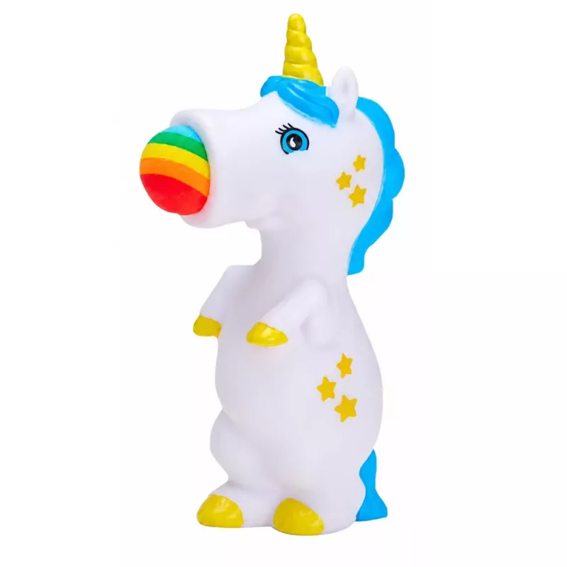 LEAN TOYS Lanzador de bolas de goma unicornio para niños con 5 bolas