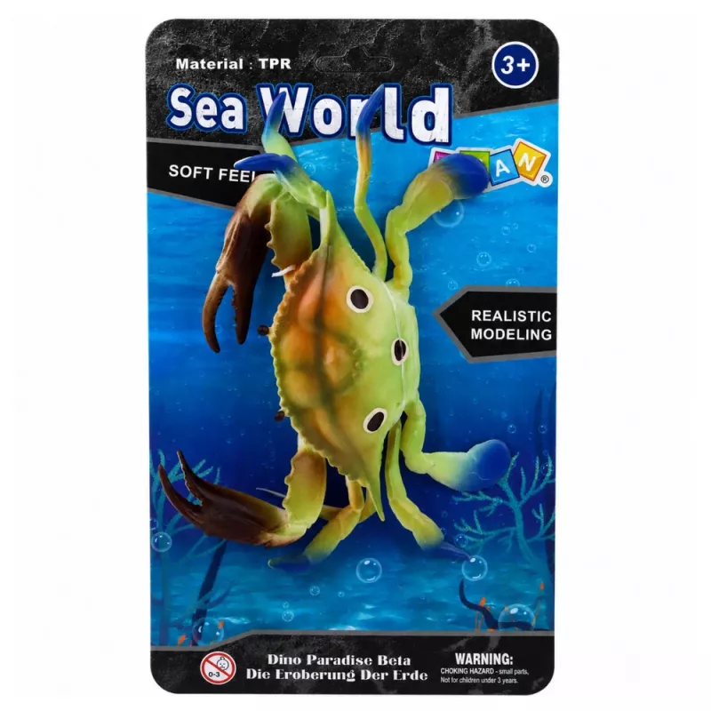 LEAN TOYS Figura de cangrejo de goma elástica realista animal marino 19cm