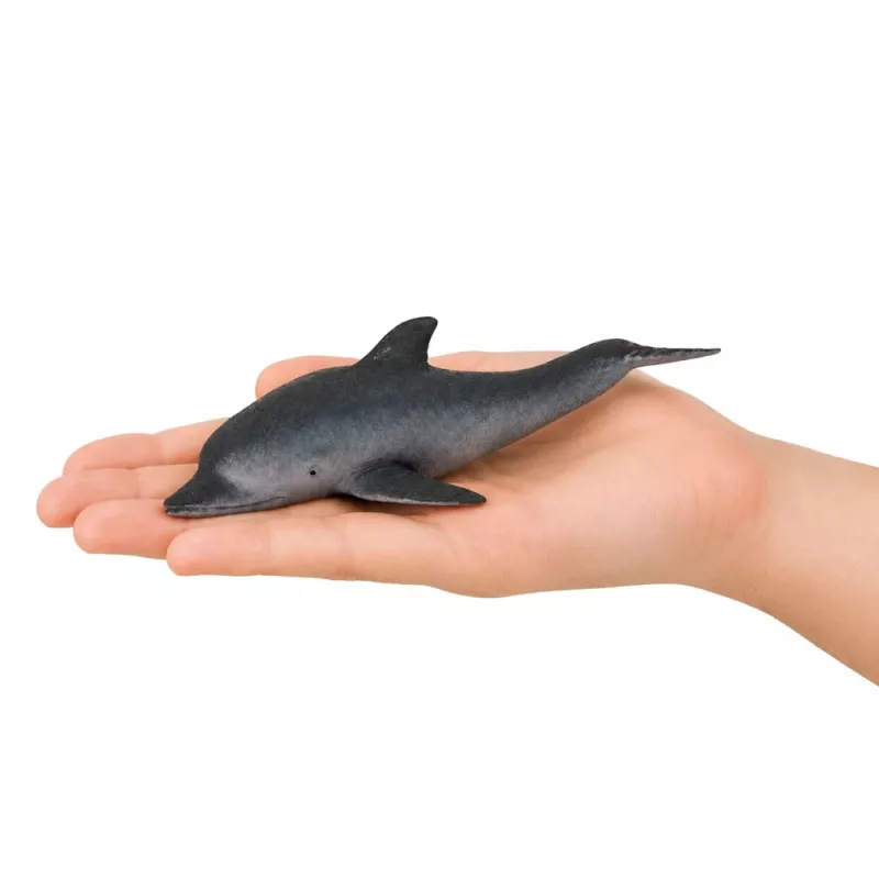 LEAN TOYS Figura de delfín de goma, blanda y realista, TPR, gris oscuro, 17,5 cm