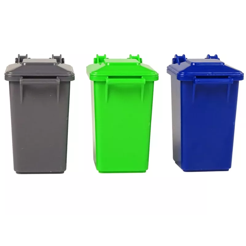 LEAN TOYS Camión de basura con contenedores verde oscuro con sonidos y luz
