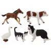 LEAN TOYS Set de figuras animales de granja 5 piezas caballo vaca gato oca perro