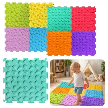 LEAN TOYS Puzzle de baldosas sensoriales de diversas estructuras Colores 24,5 cm 10 uds.