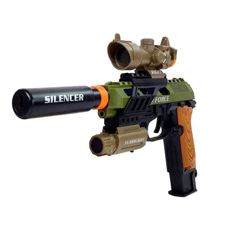 LEAN TOYS Set pistola militar rifle cuchillo medalla mira telescópica