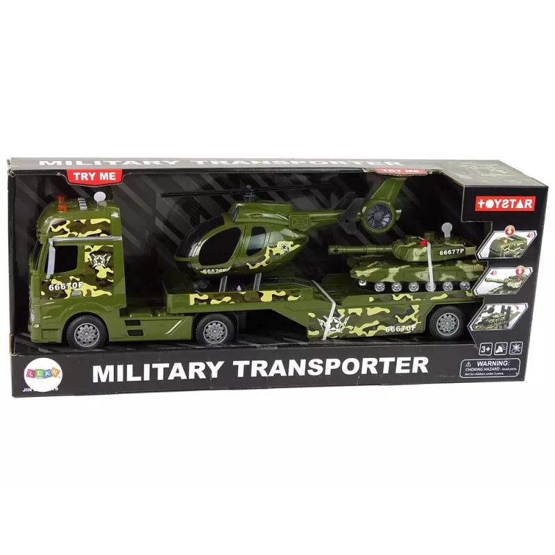 LEAN TOYS Set tanque militar propulsión por fricción helicóptero camión