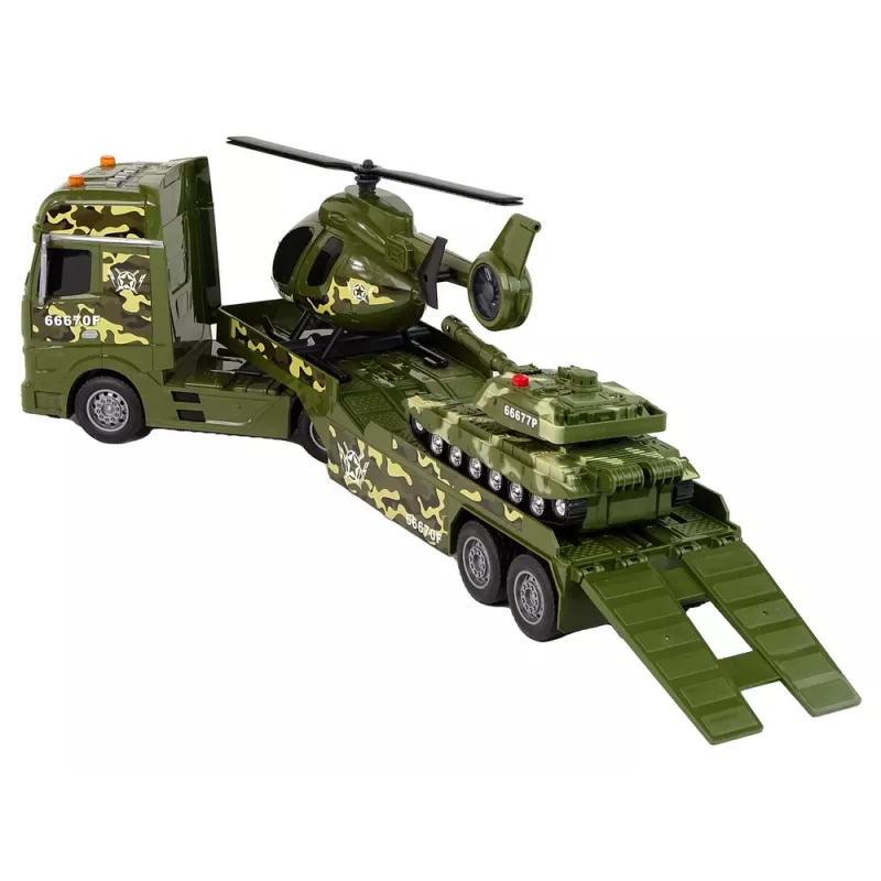 LEAN TOYS Set tanque militar propulsión por fricción helicóptero camión