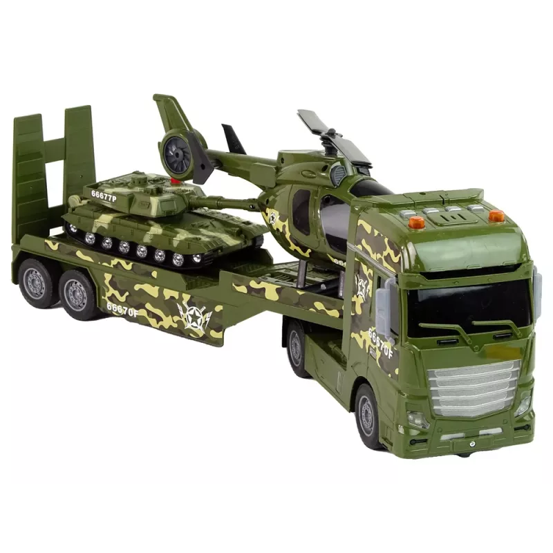LEAN TOYS Set tanque militar propulsión por fricción helicóptero camión
