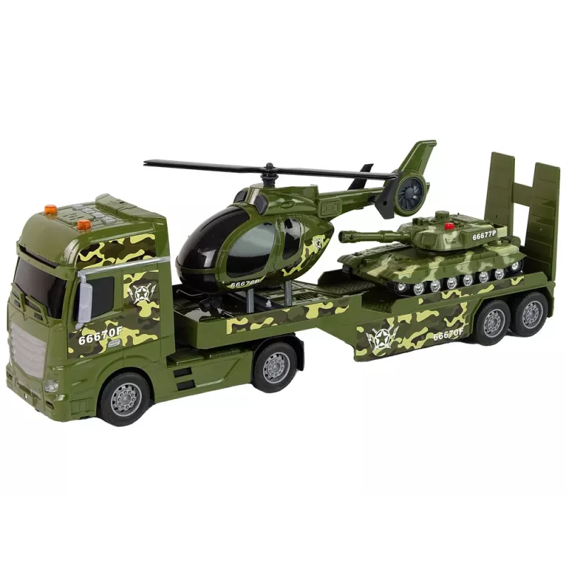 LEAN TOYS Set tanque militar propulsión por fricción helicóptero camión