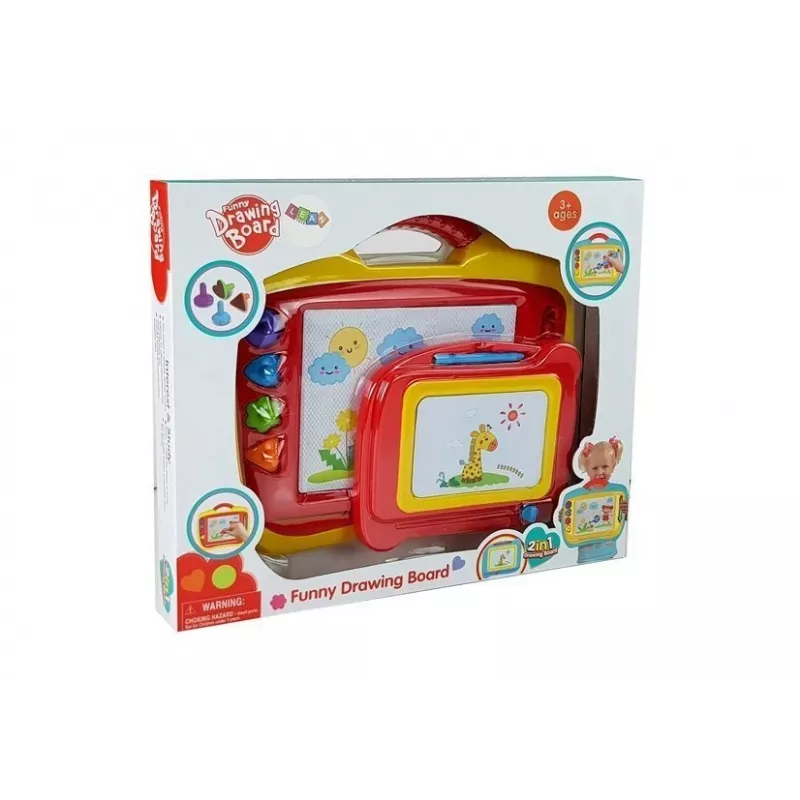 LEAN TOYS Set de 2 pizarras magnéticas de dibujo con sellos - azul y amarillo