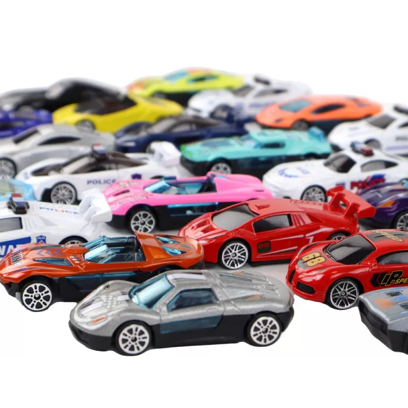 LEAN TOYS Set de coches de resorte de aluminio en caja 30 piezas Coches deportivos de policía