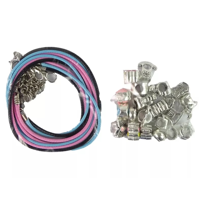 LEAN TOYS Set de pulseras, collares y cuentas de colores para joyería