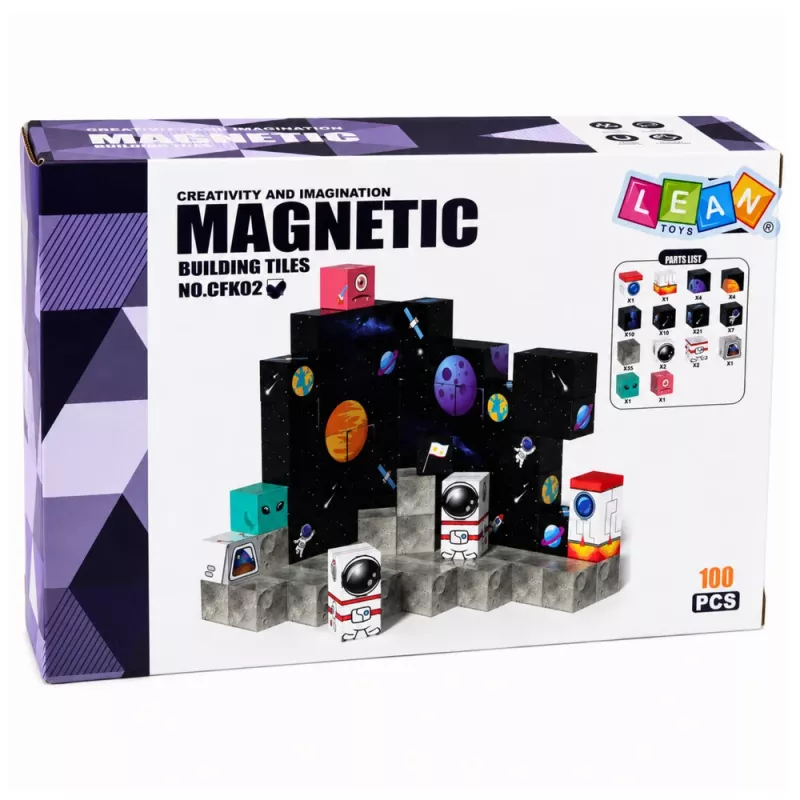 LEAN TOYS Set de bloques magnéticos cubos Pixels 3D Space 100 piezas