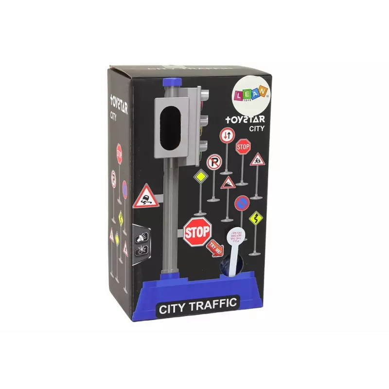 LEAN TOYS Set de señales de tráfico luces sonidos 23 cm