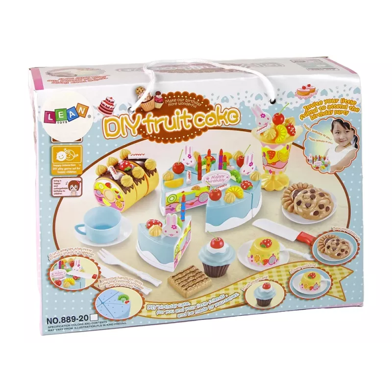 LEAN TOYS Set de dulces Tarta Galletas Decoraciones de velcro DIY
