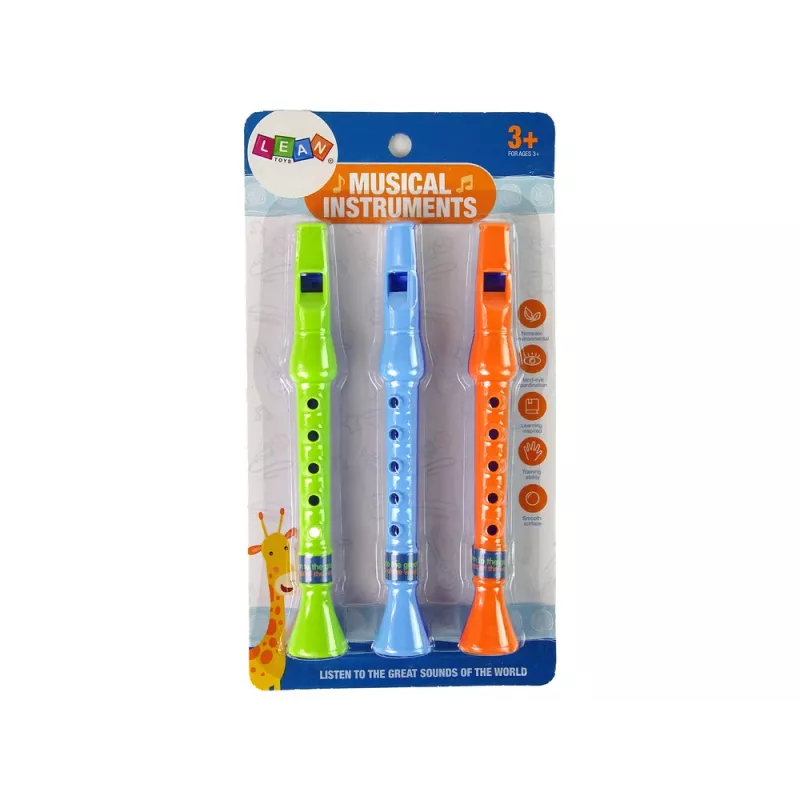 LEAN TOYS Set de tres flautas para niños Animales