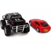 LEAN TOYS Set de vehículos camión monstruo negro caravana blanca 58 cm