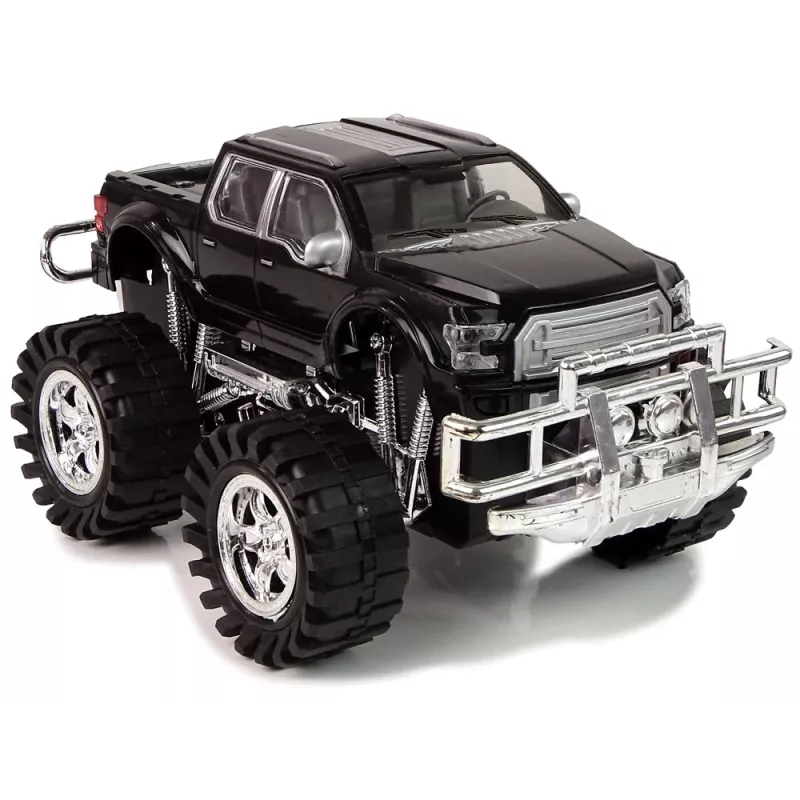 LEAN TOYS Set de vehículos camión monstruo negro caravana blanca 58 cm