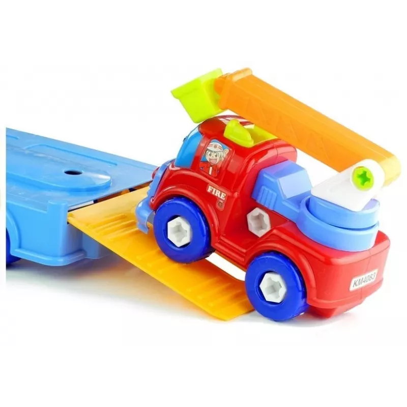 LEAN TOYS Set de vehículos Policía Bomberos Autotransportador Vehículos desmontables