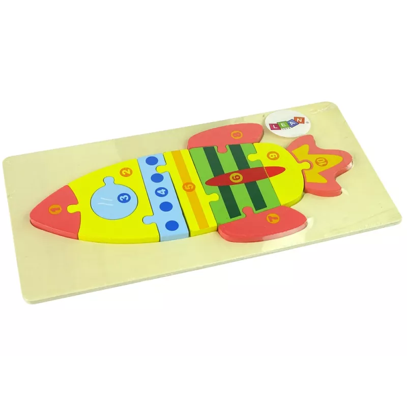 LEAN TOYS Set de puzzles de madera cohete números