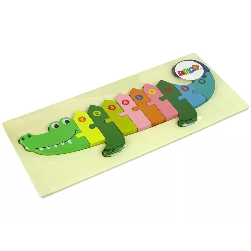 LEAN TOYS Set de puzzles de madera cocodrilo números