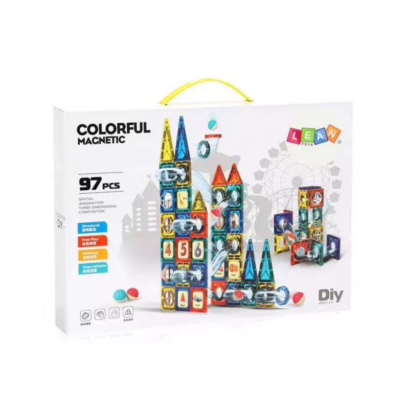 LEAN TOYS Set de tobogán para bolas Bloques magnéticos 168 piezas