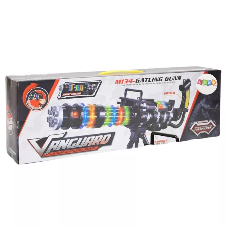 LEAN TOYS Rifle de francotirador con soporte, luz, sonido y vibración – Rifle de juguete electrónico negro