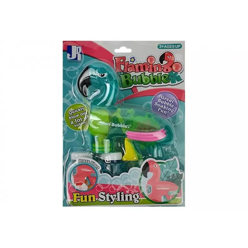 LEAN TOYS Pistola de pompas de jabón flamenco azul