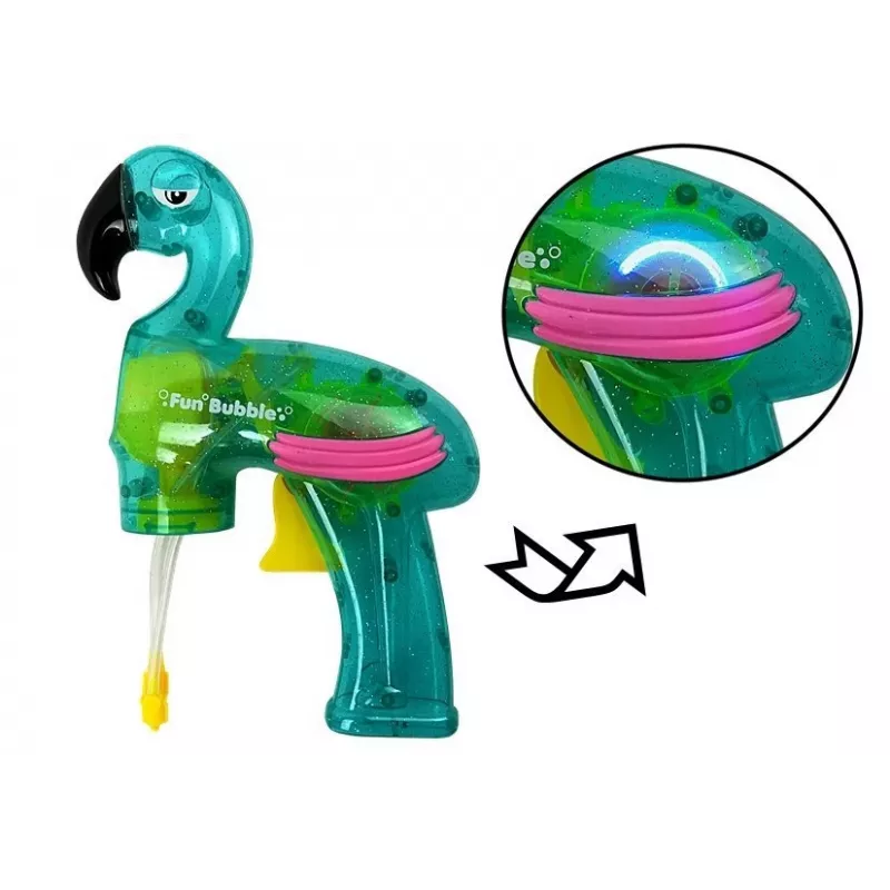 LEAN TOYS Pistola de pompas de jabón flamenco azul