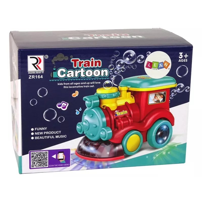 LEAN TOYS Locomotora de pompas de jabón con luz y sonido, azul