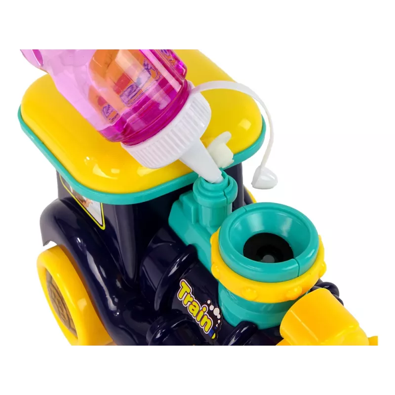 LEAN TOYS Locomotora de pompas de jabón con luz y sonido, azul
