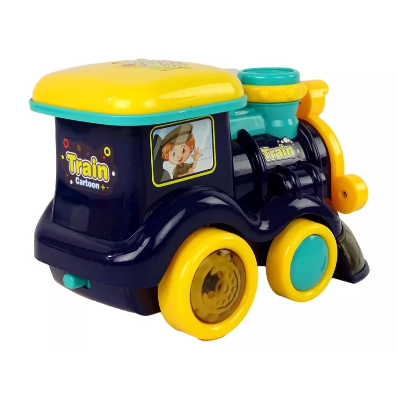 LEAN TOYS Locomotora de pompas de jabón con luz y sonido, azul
