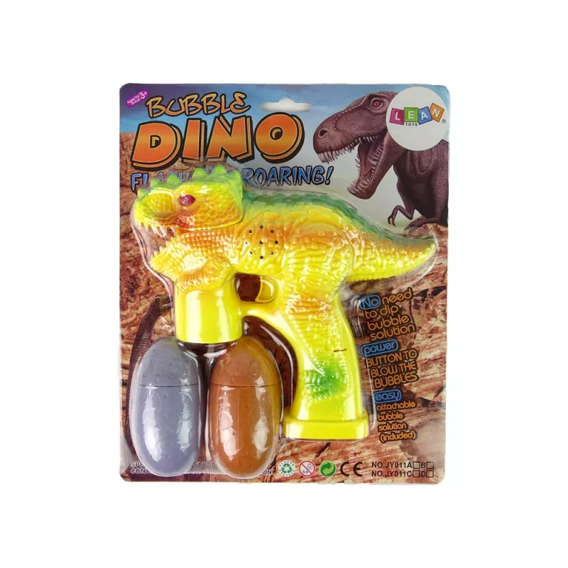 LEAN TOYS Pistola de pompas de jabón dinosaurio huevo gel amarillo