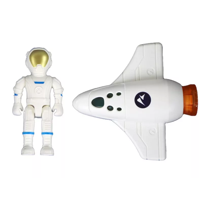 LEAN TOYS Space Mission Cosmos set de juego de 4 elementos – cohete, astronauta, rover y bandera (4 piezas, a partir de 3 años)