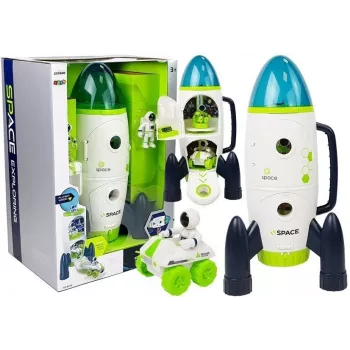 LEAN TOYS Cohete espacial astronómico Cosmos Light & Sound – Cohete de juguete electrónico a pilas con figura de astronauta (3x AA)